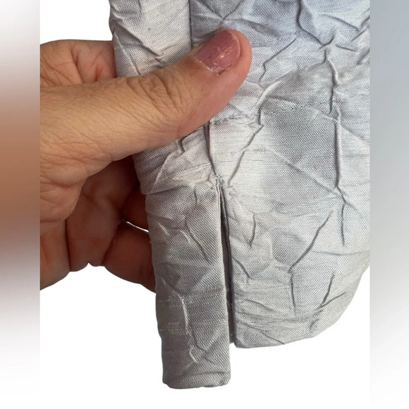 Eileen Fisher Crinkle Texture 100% Silk Button Jacket & Tank Top Set Silver Sz S - Picture 9 of 13